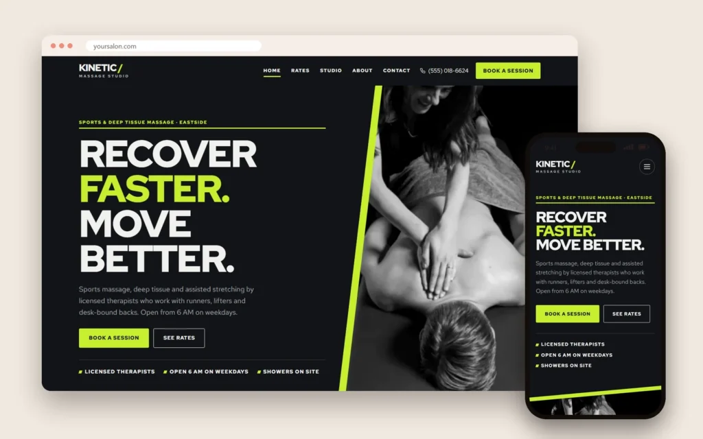 A massage studio needs a different spa website design than a day spa