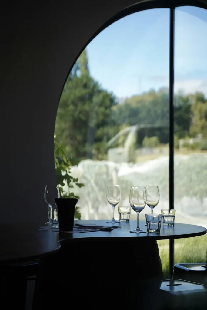 Table for two by an arched window