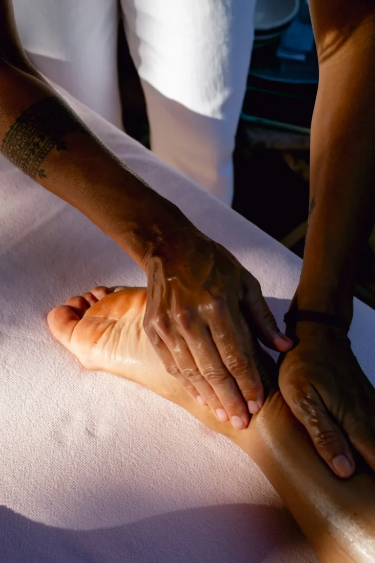 Slow massage along the heel