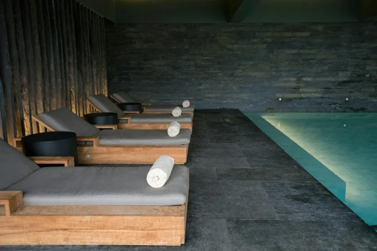 Rest loungers by the pool