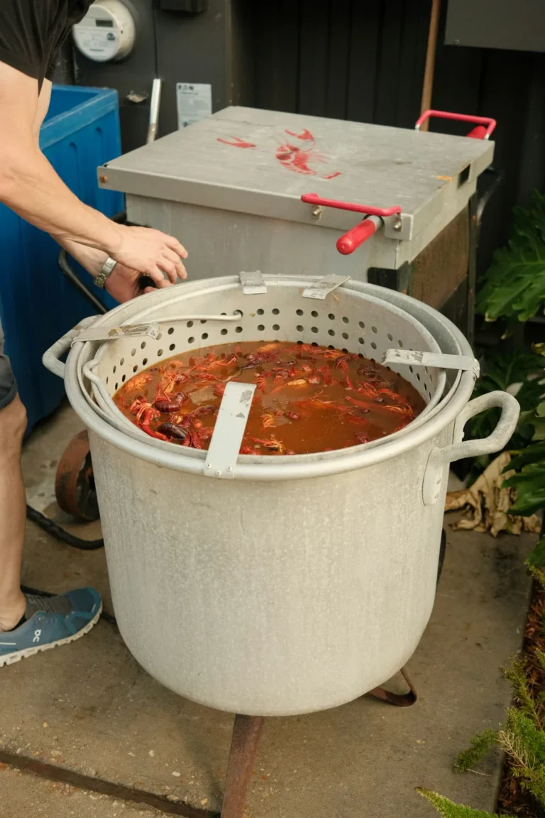 Crawfish boiling in a big pot