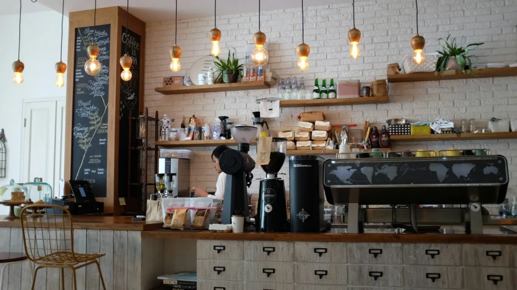 Coffee bar with pendant lights