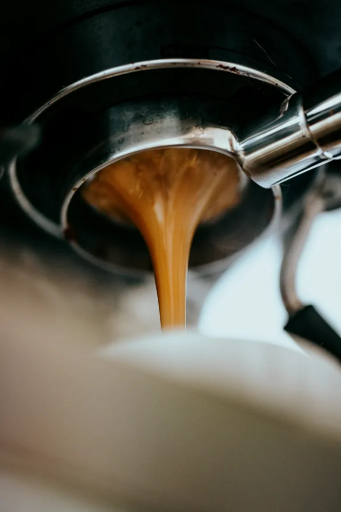 Espresso pouring from the portafilter