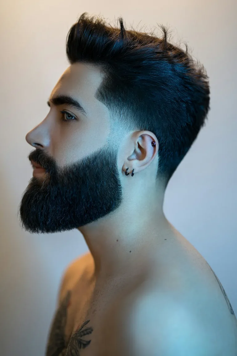 Full beard and a high fade