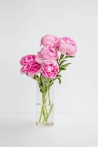Peonies in a glass vase