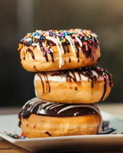 Chocolate drizzle donut stack