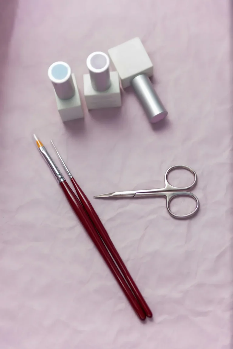 Nail art brushes and scissors