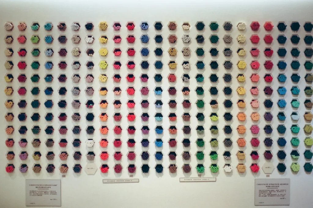 Wall of nail color swatches