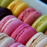 Box of bright macarons
