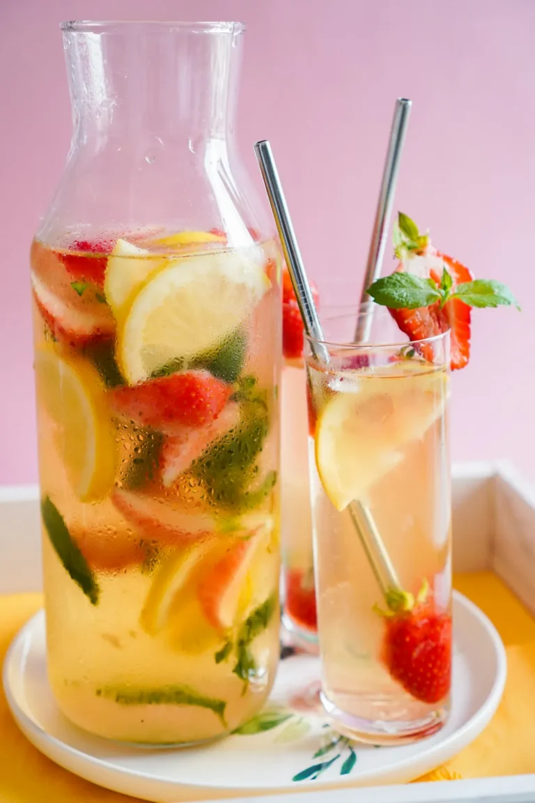Strawberry lemon tea with mint