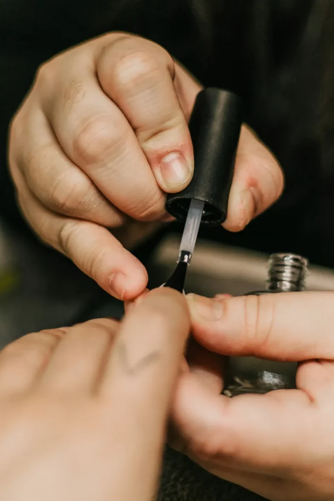 Polish brushed onto a nail