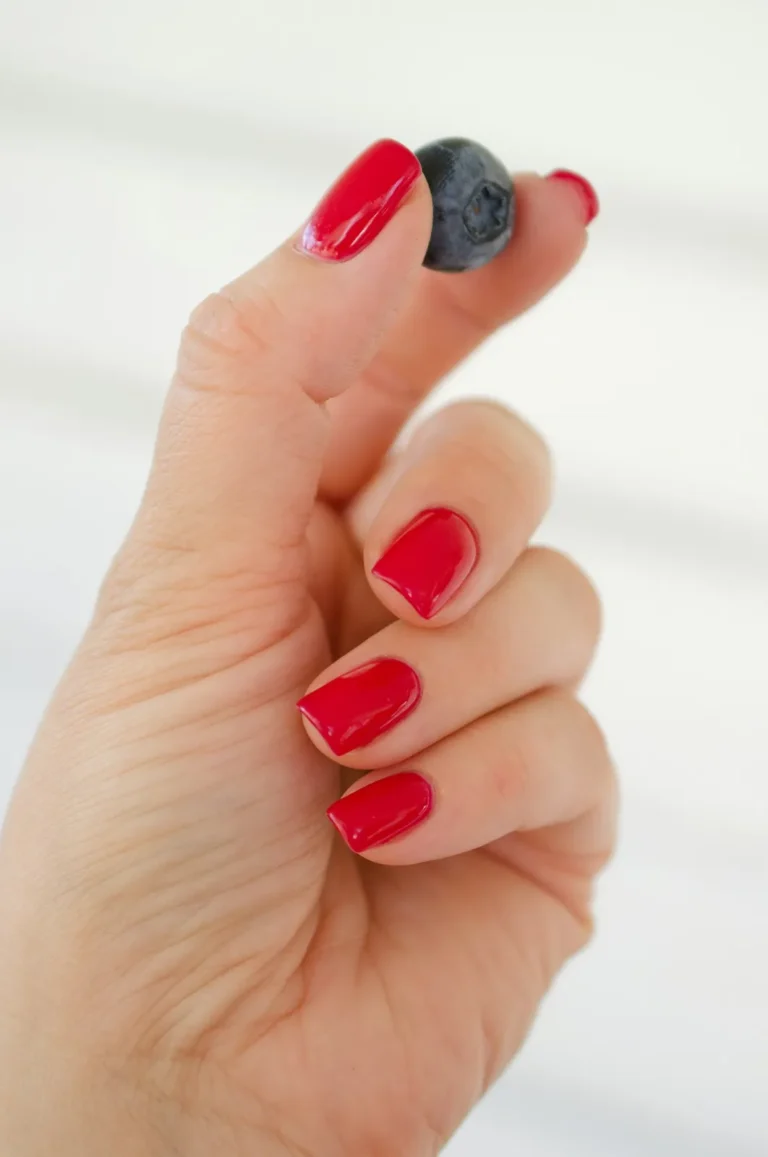 Short red gel nails
