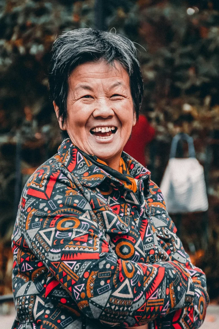 Salon owner laughing