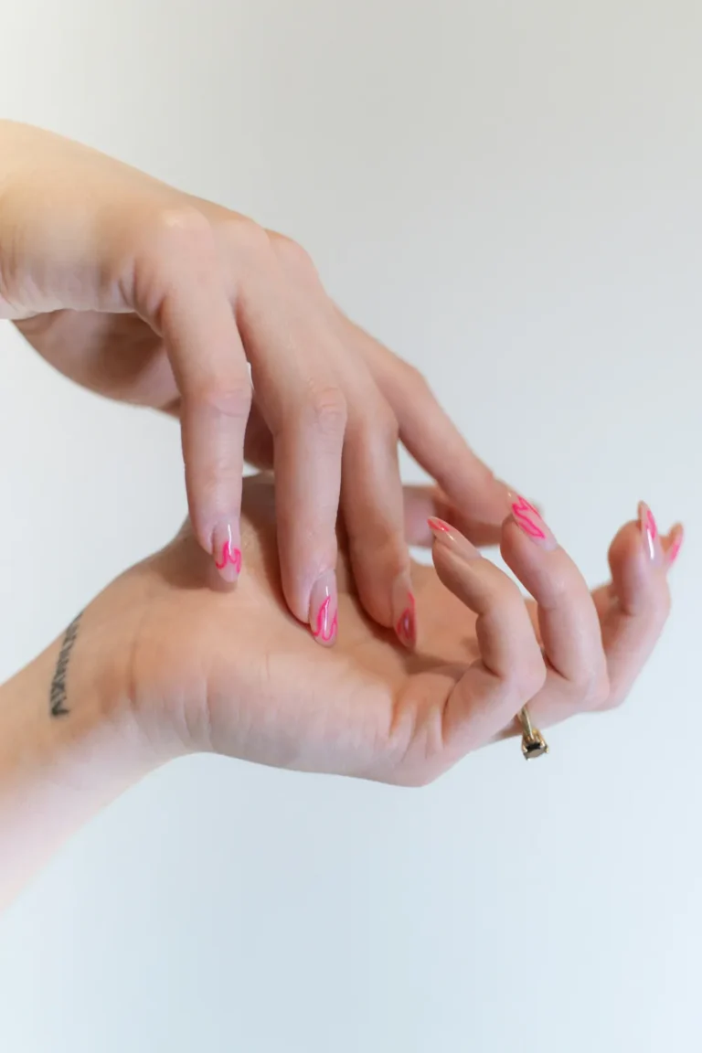 Pink flame tips on a soft nude base