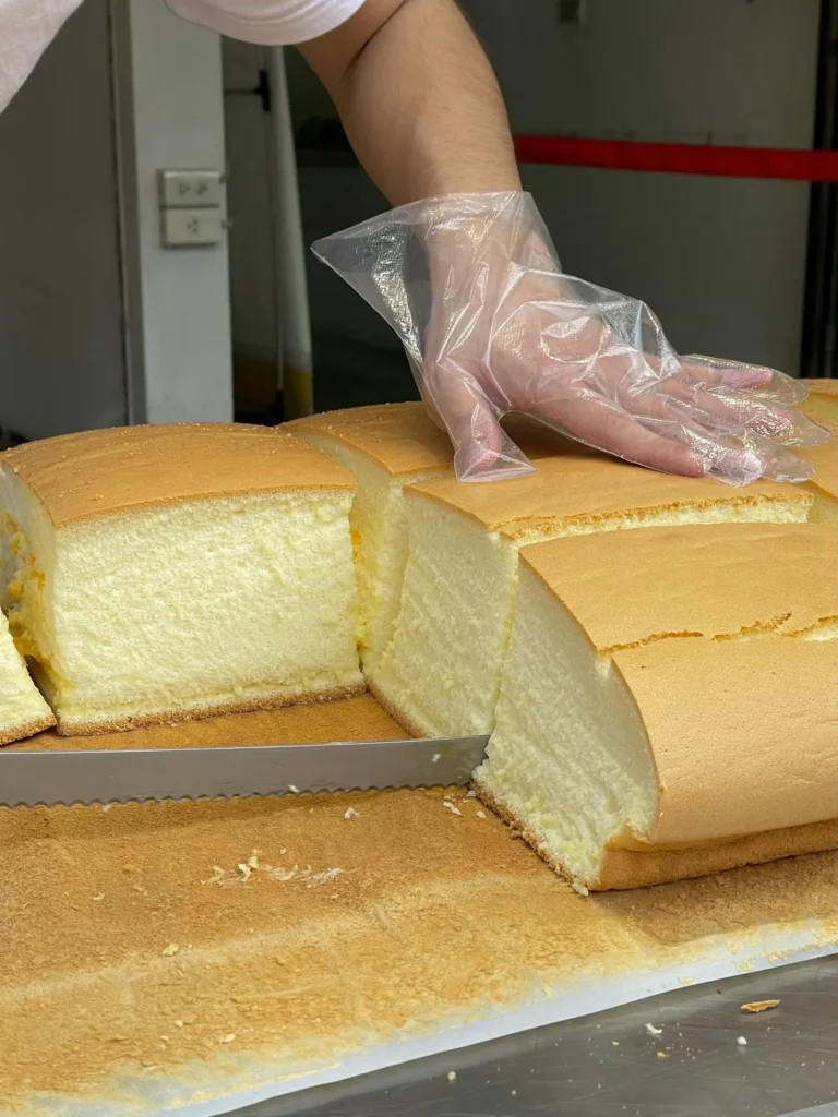 Castella sponge cut by hand