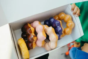 A box of mochi donuts