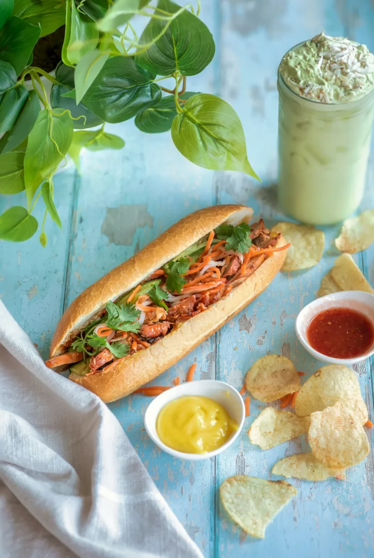 Banh mi with pickled carrots and cilantro