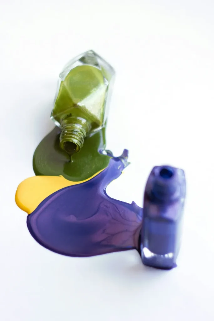 Olive and violet polish splashes