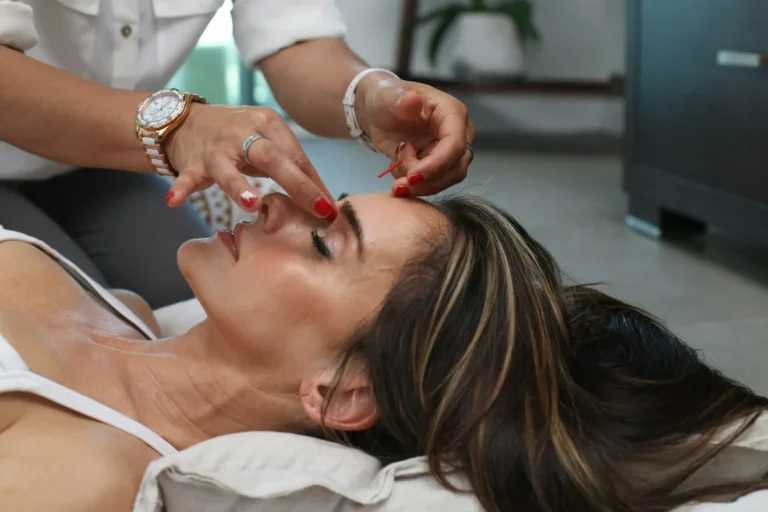 Facial massage along the cheekbones