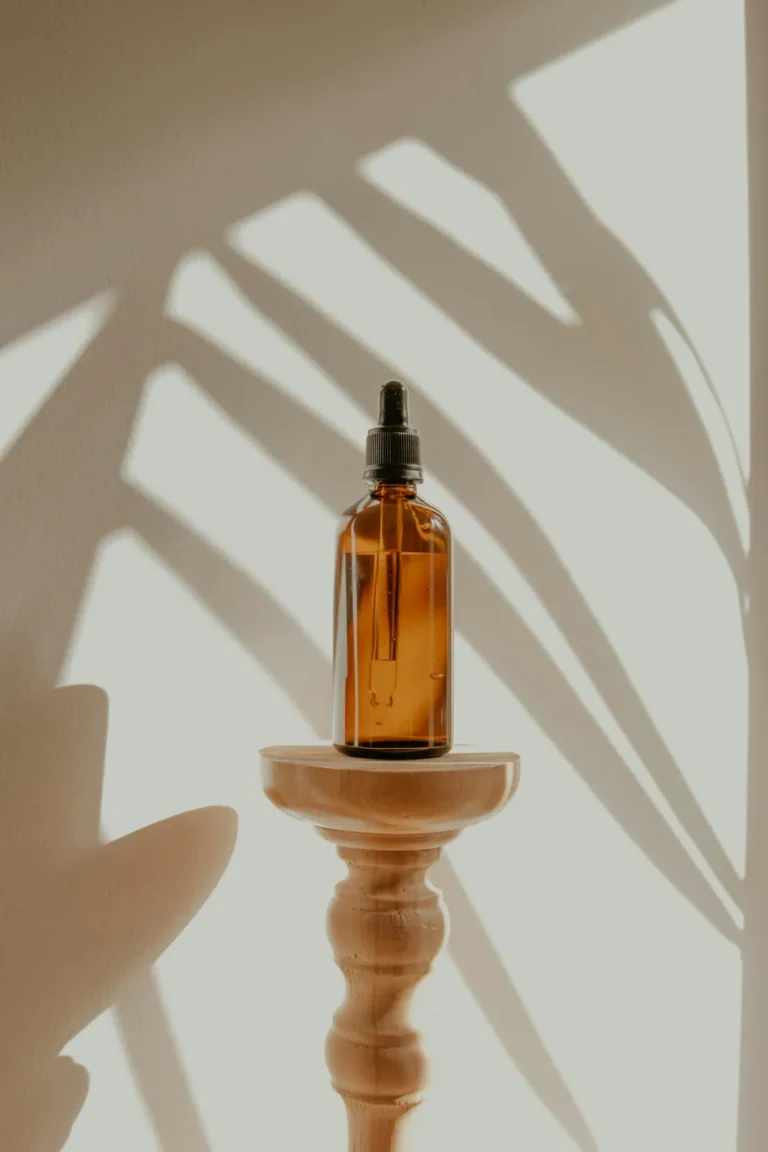 Serum in an amber dropper bottle
