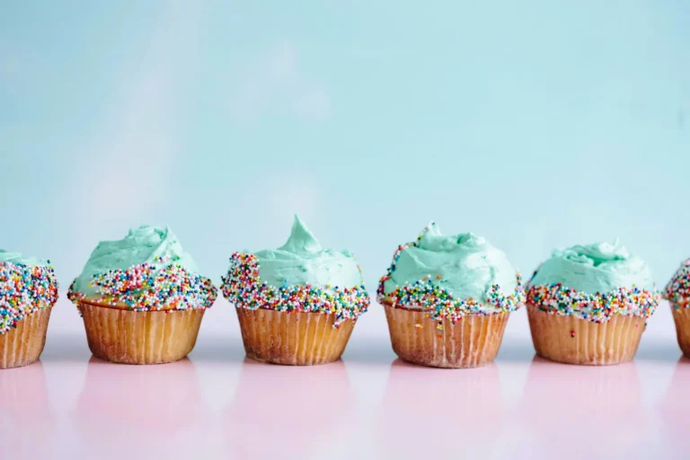 Mint cupcakes with rainbow sprinkles