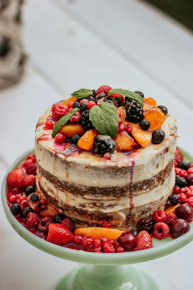 Naked cake with summer berries