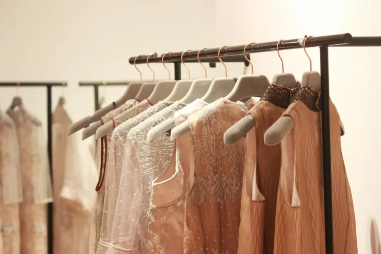 Rail of blush dresses