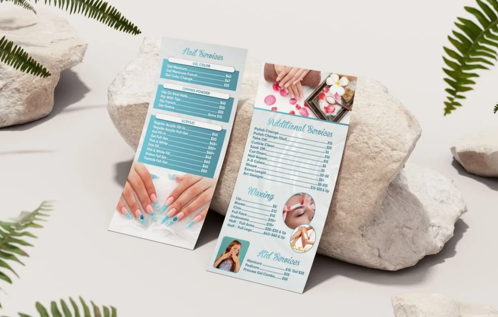 Service menu for Santorini Nail Lounge