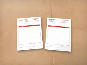 Carbonless guest checks and catering orders for restaurants