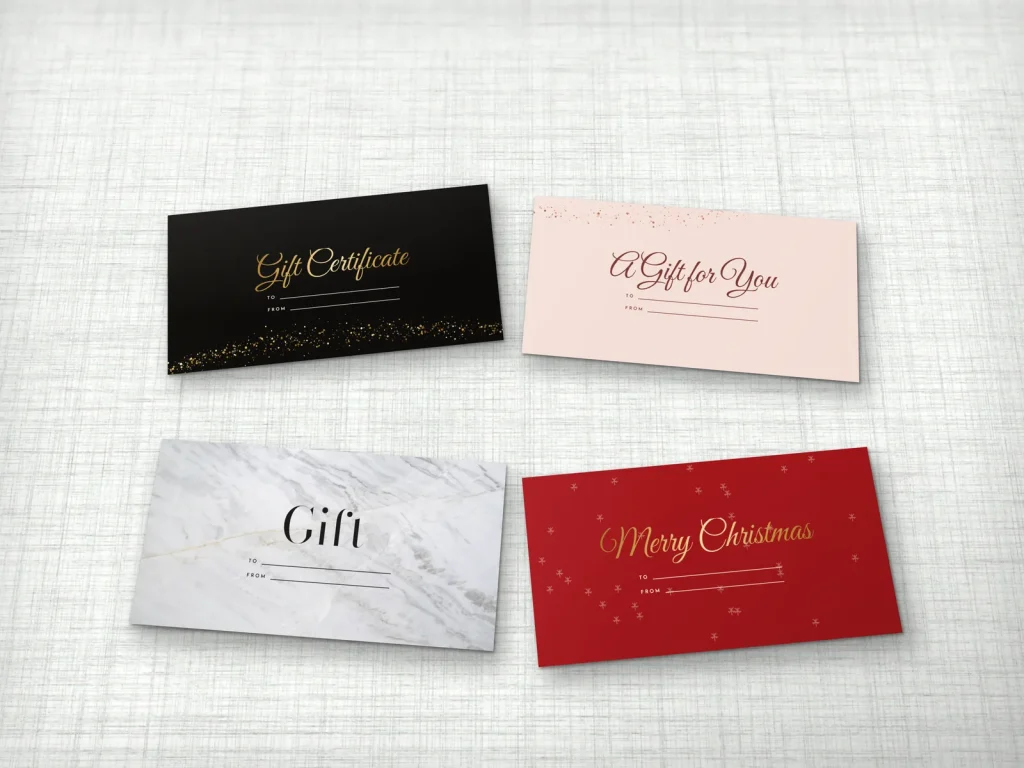 Ready-made envelopes: gold glitter, rose gold, marble and Christmas