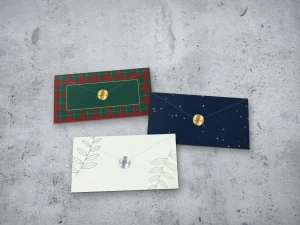 Ready-made envelope backs with a foil seal on the flap
