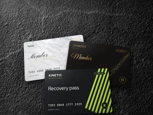 Black and white marble PVC member cards with embossed numbers