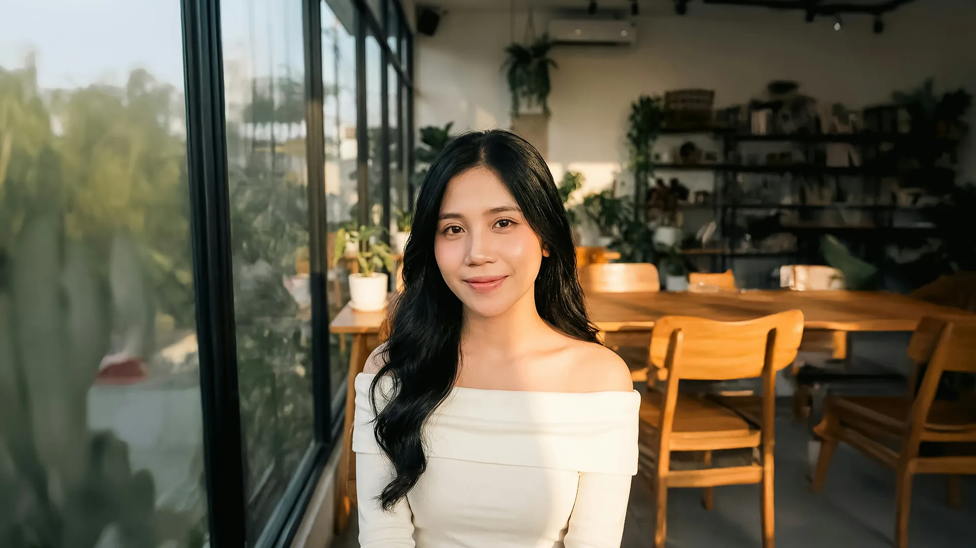 A Vietnamese-American business owner smiling in her shop