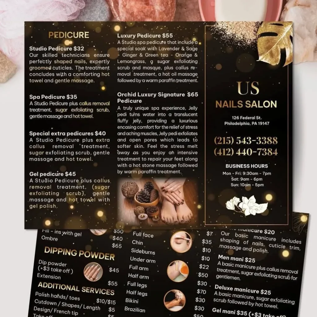 Mẫu menu tiệm nail: 11 cách trình bày bảng giá dễ đọc, giúp khách làm thêm dịch vụ