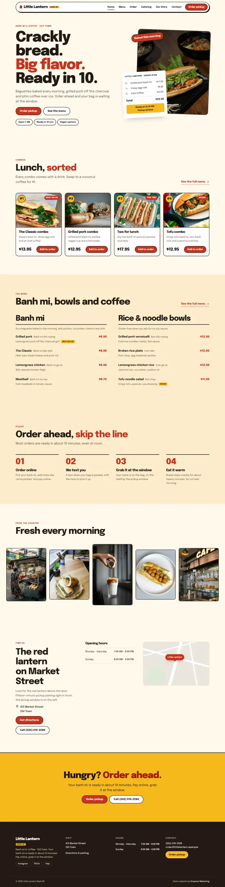 Home page of the demo website (whole page, desktop)