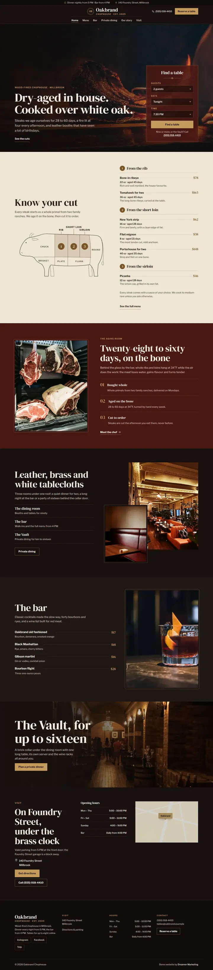 Home page of the demo website (whole page, desktop)