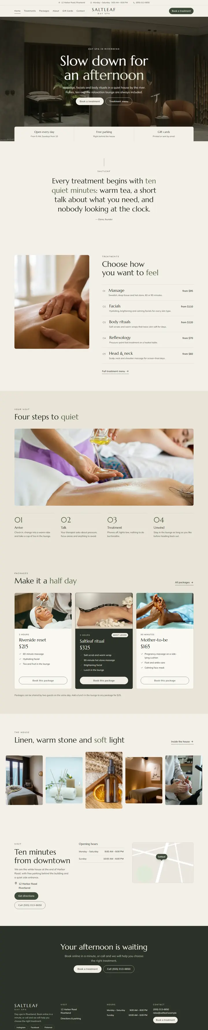 Home page of the demo website (whole page, desktop)