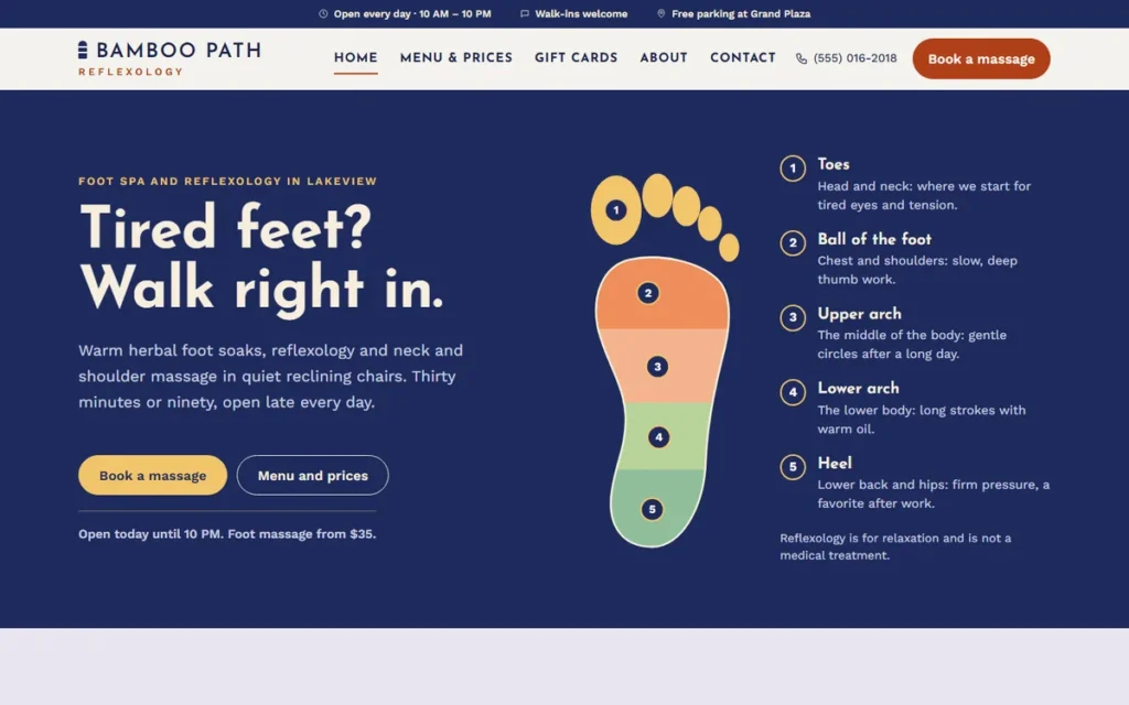 Home page of the demo website (desktop)