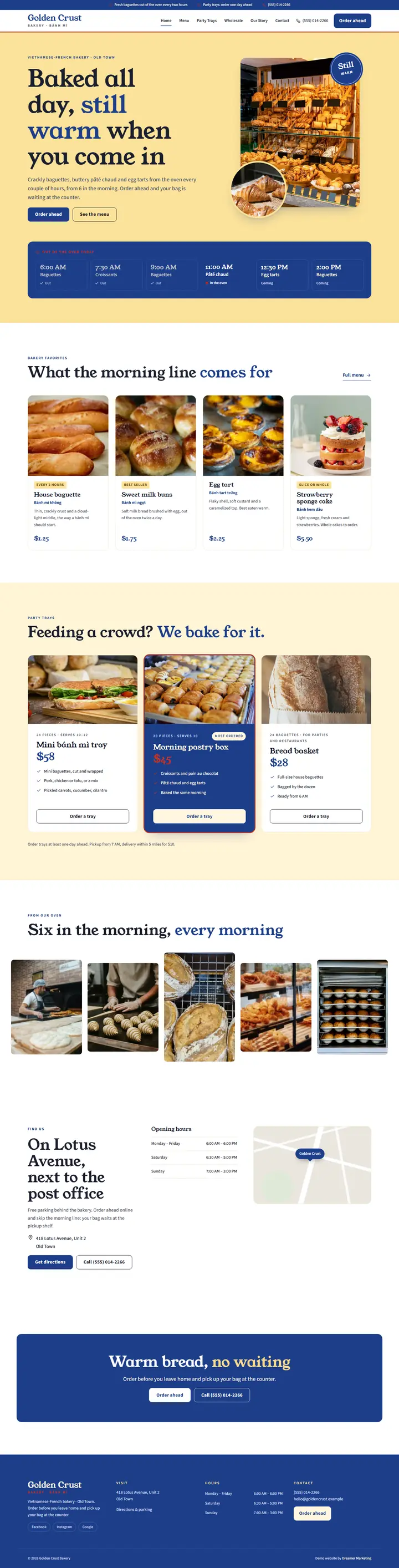 Home page of the demo website (whole page, desktop)