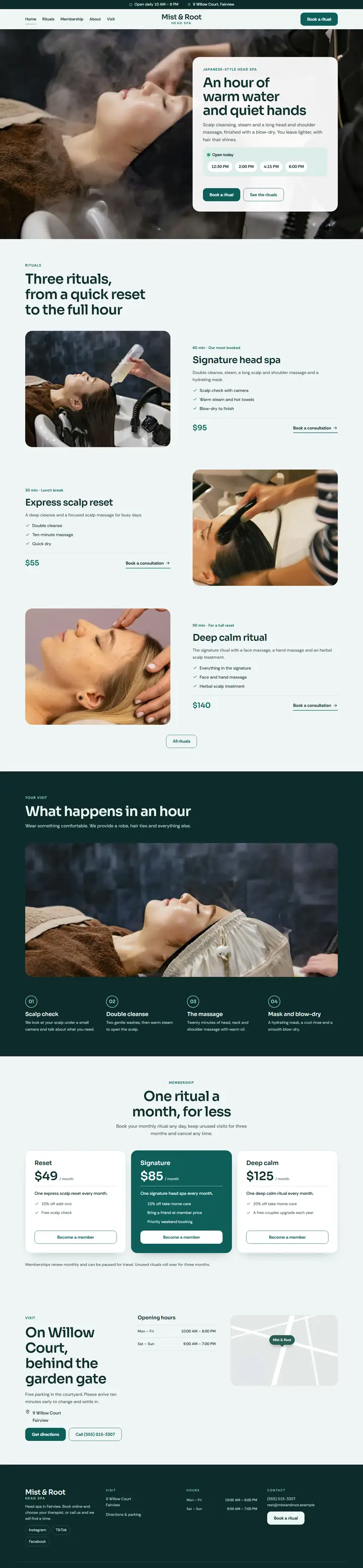 Home page of the demo website (whole page, desktop)