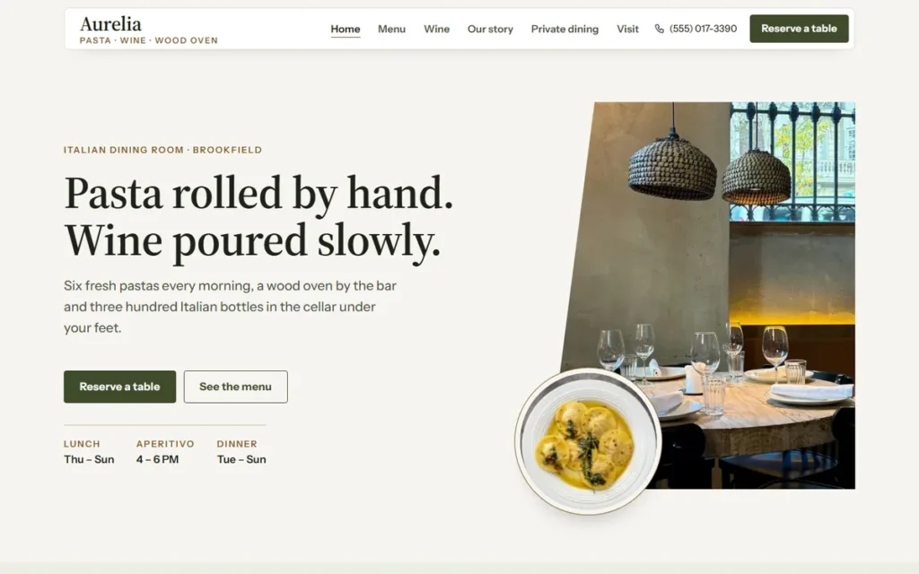 Home page of the demo website (desktop)