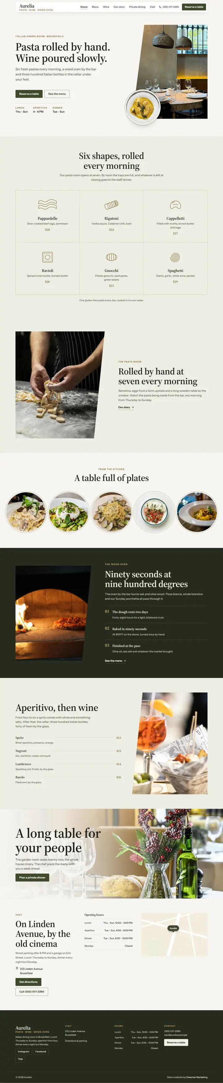 Home page of the demo website (whole page, desktop)