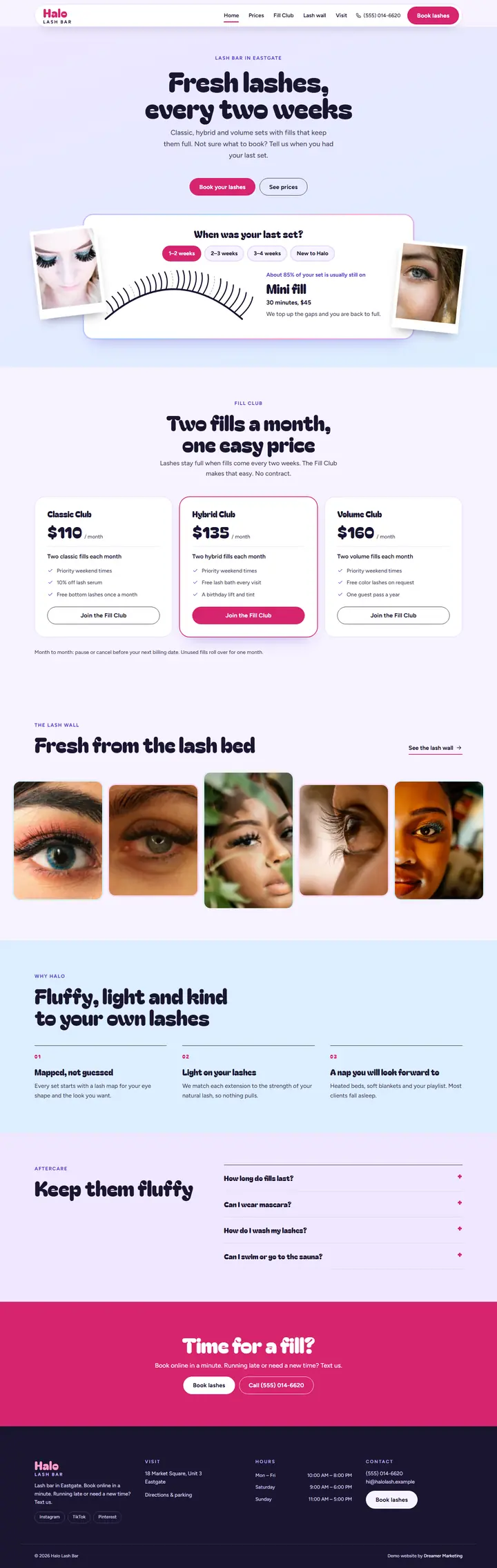 Home page of the demo website (whole page, desktop)