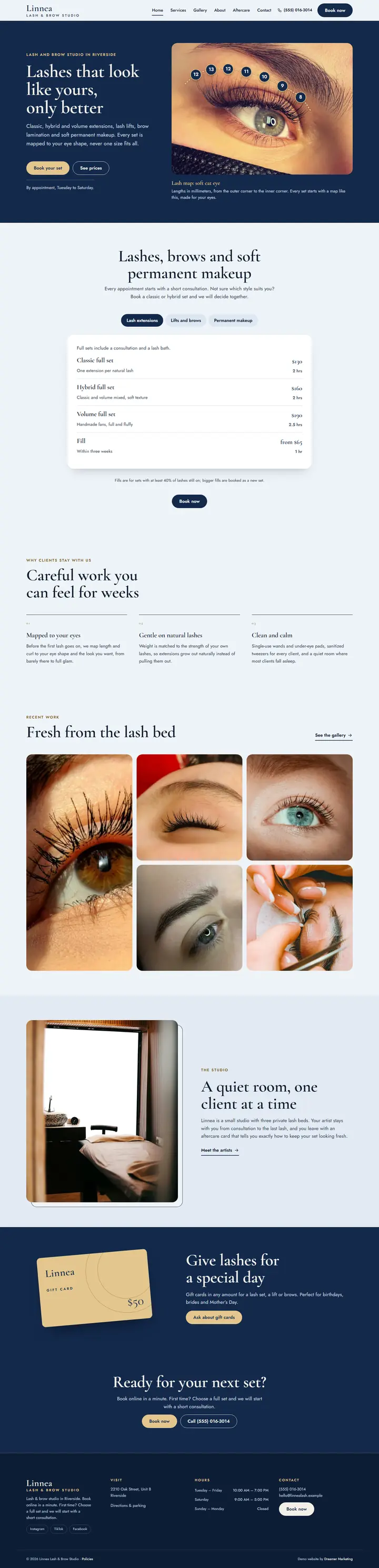 Home page of the demo website (whole page, desktop)