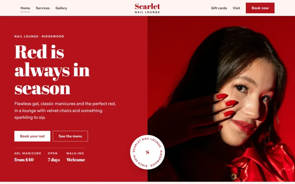 Home page of the demo website (desktop)