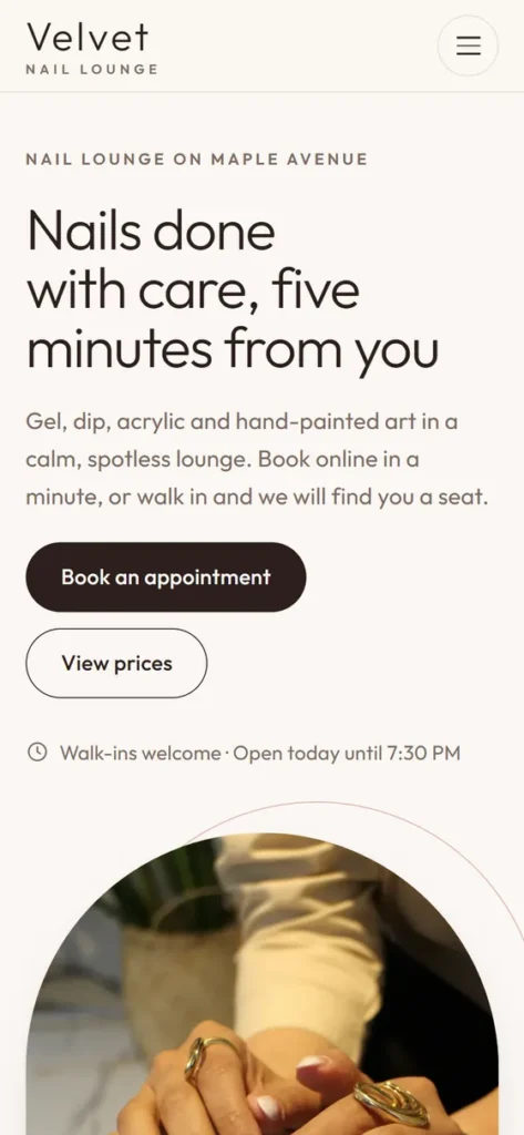 Checking a small business website on a phone before launch