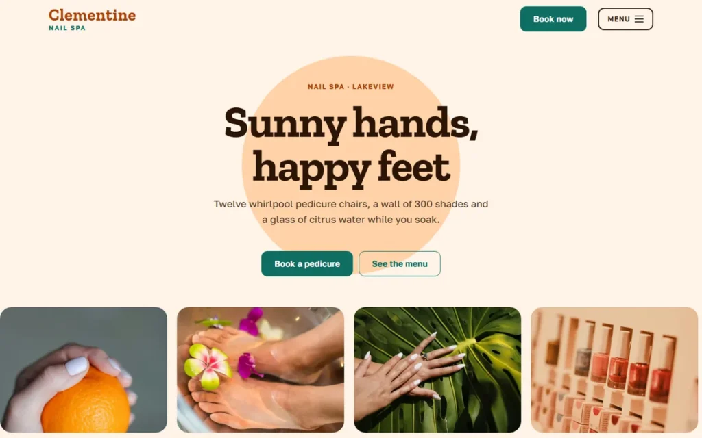 Home page of the demo website (desktop)