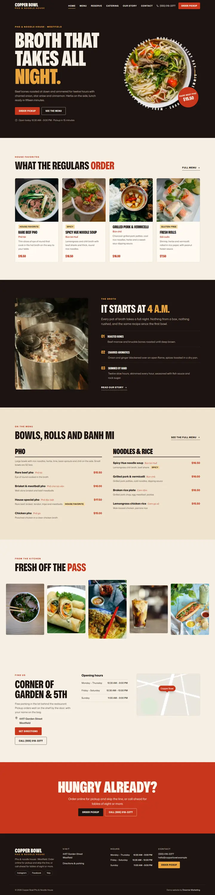 Home page of the demo website (whole page, desktop)