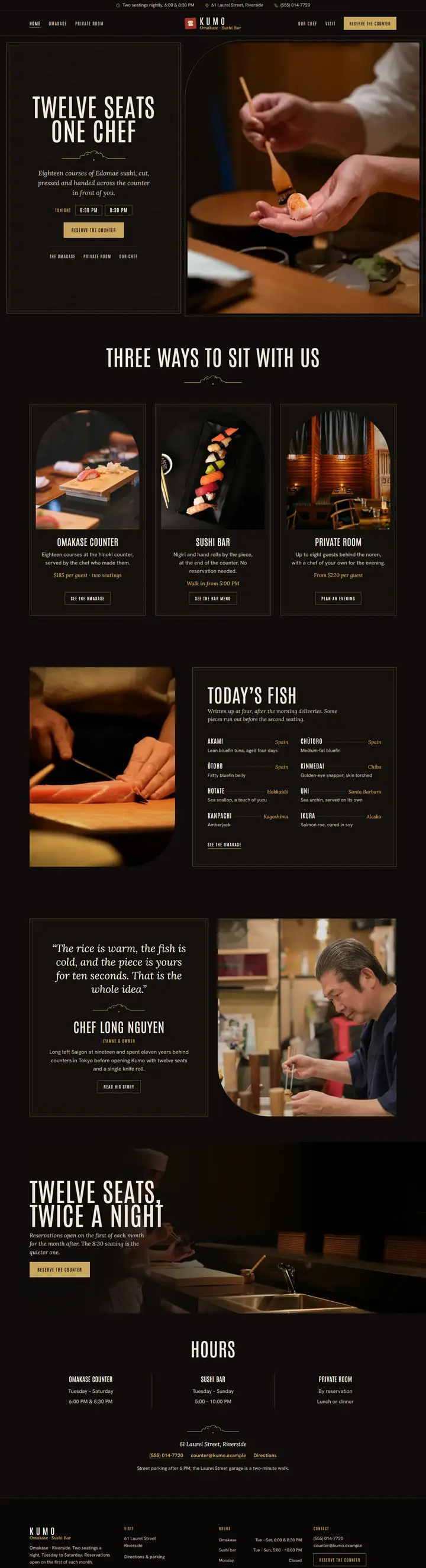 Home page of the demo website (whole page, desktop)