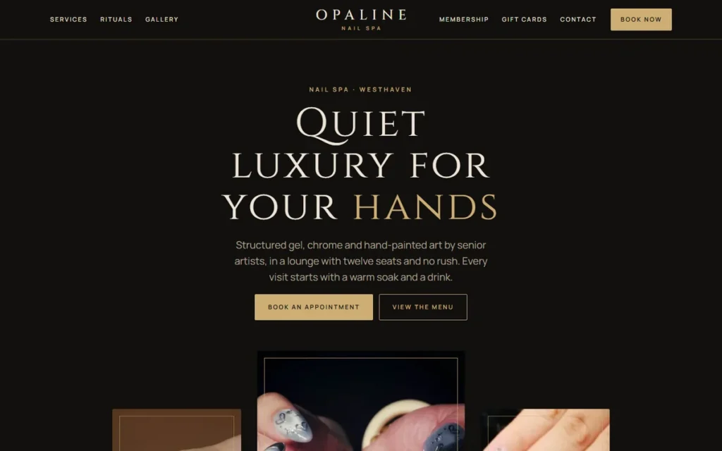 Home page of the demo website (desktop)